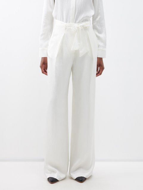 Off-White Belted Easy Trousers by LEMAIRE on Sale