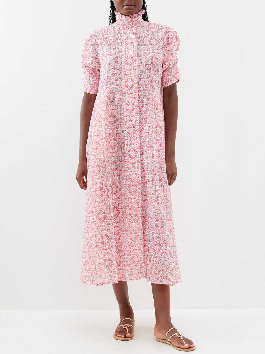 Pink Venetia floral-print cotton-voile dress | Thierry Colson | MATCHES UK