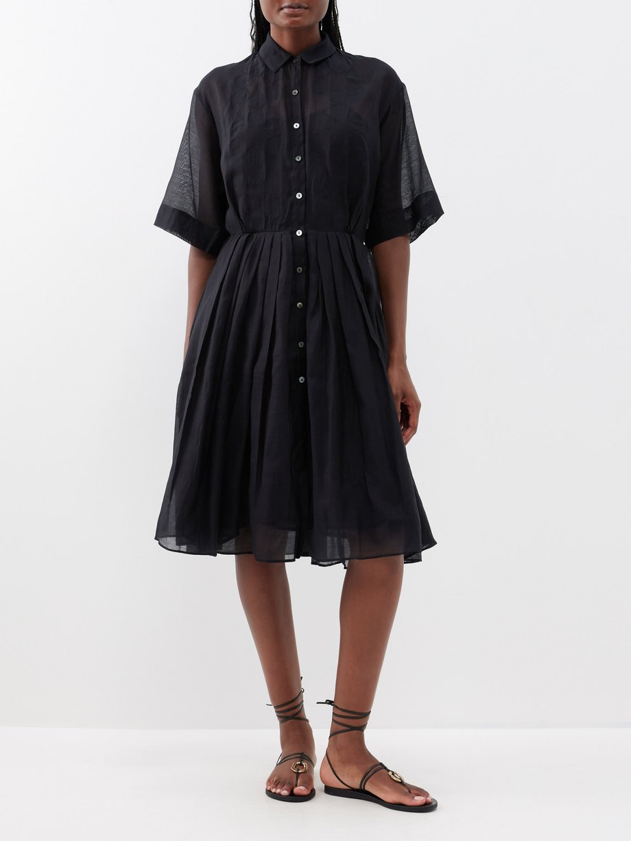 Black Oriane cotton and silk-blend shirt dress | Thierry Colson ...