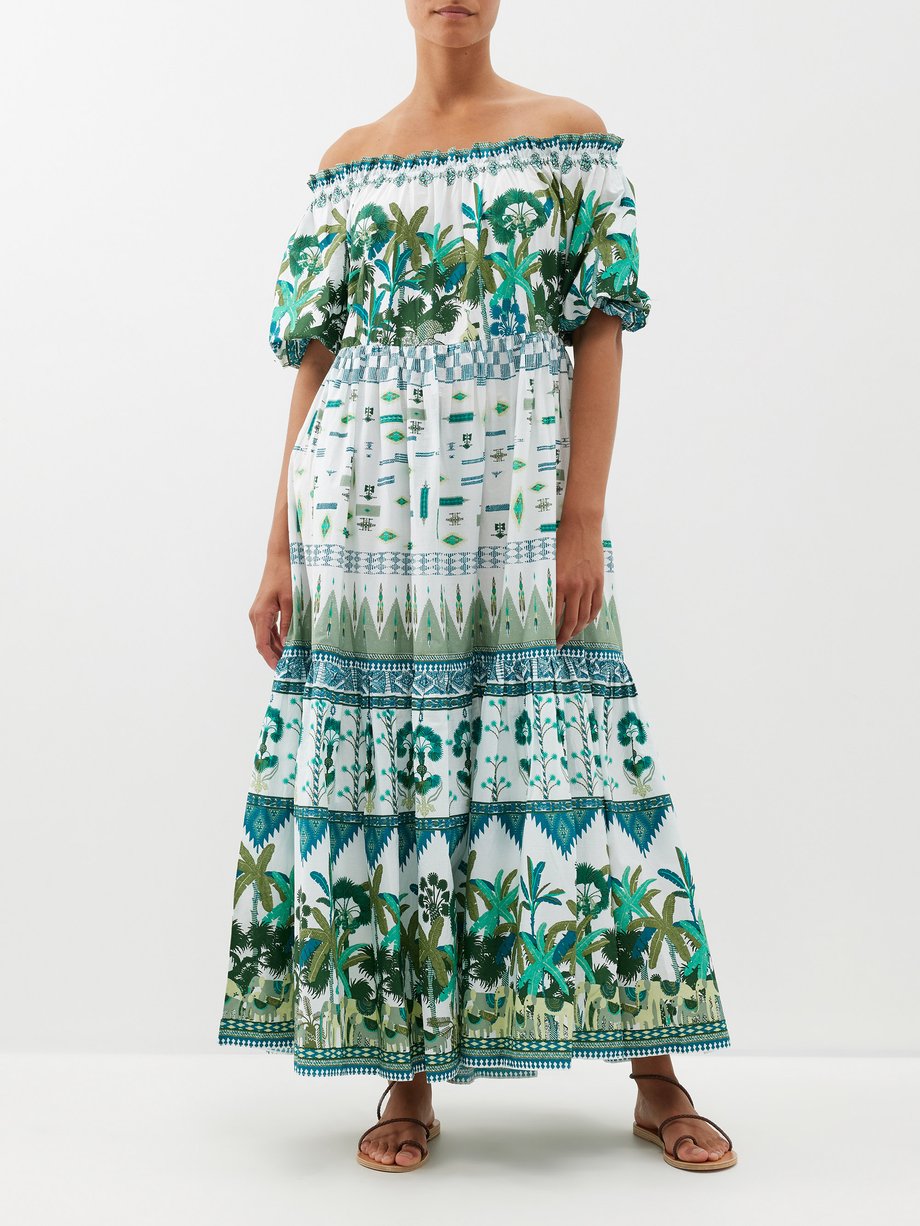 Green Soora elephant-print cotton-voile dress | Emporio Sirenuse ...
