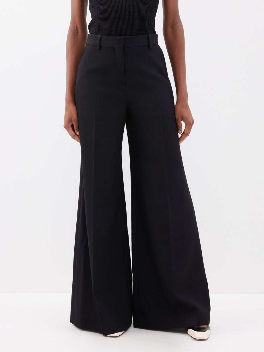 Black Bianca wide-leg wool-twill trousers | Bella Freud | MATCHES UK