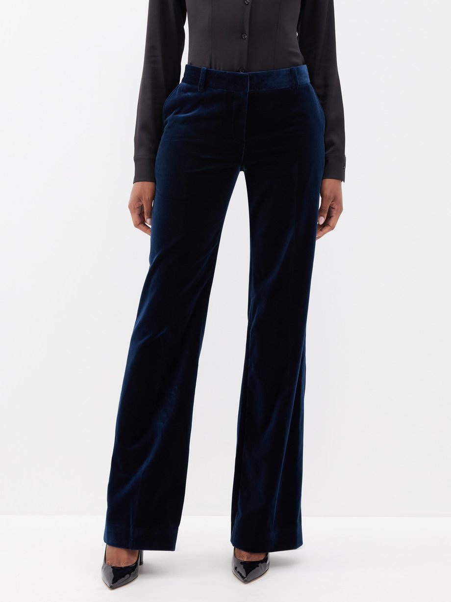 Navy 1976 cotton-velvet flared trousers | Bella Freud | MATCHES UK