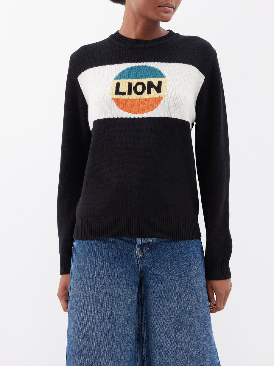 Black Lion-intarsia merino sweater | Bella Freud | MATCHES UK