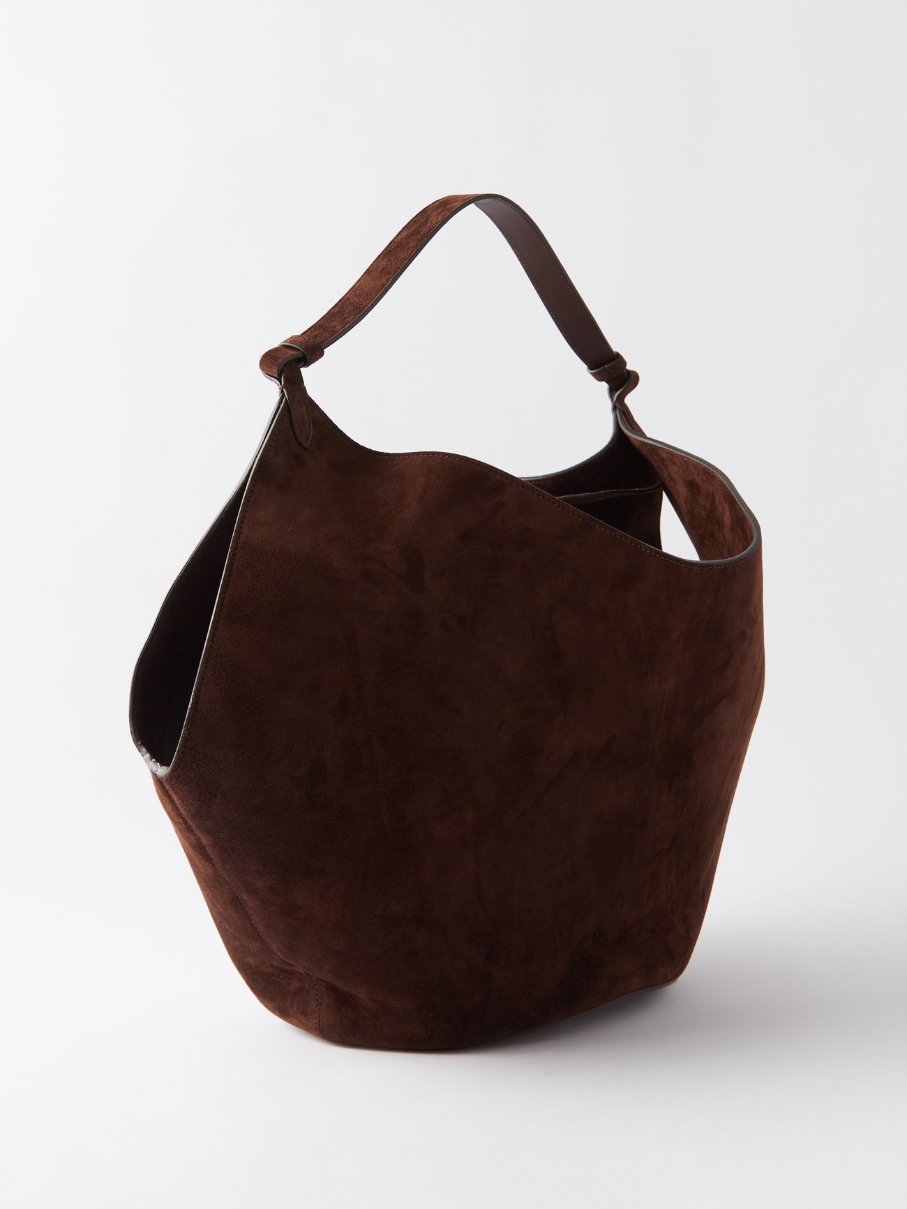 Lotus Mini Suede Tote Bag in Brown - Khaite