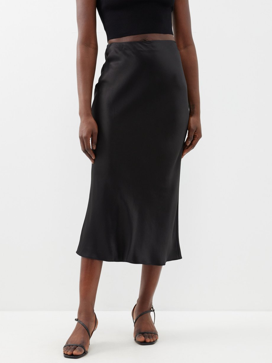 Top 82+ silk midi skirt black