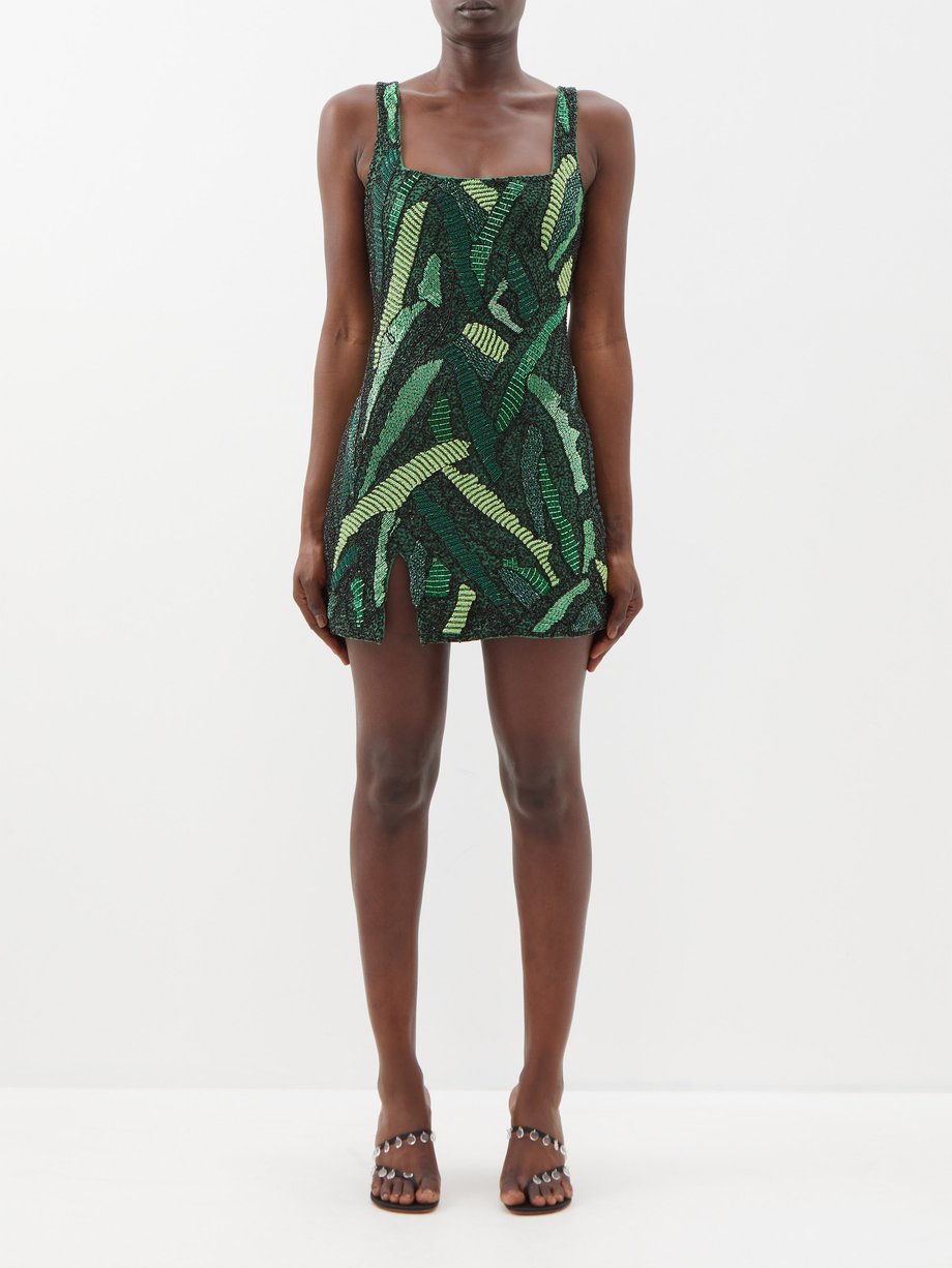 Green Le Sable beaded mini dress | Staud | MATCHES UK