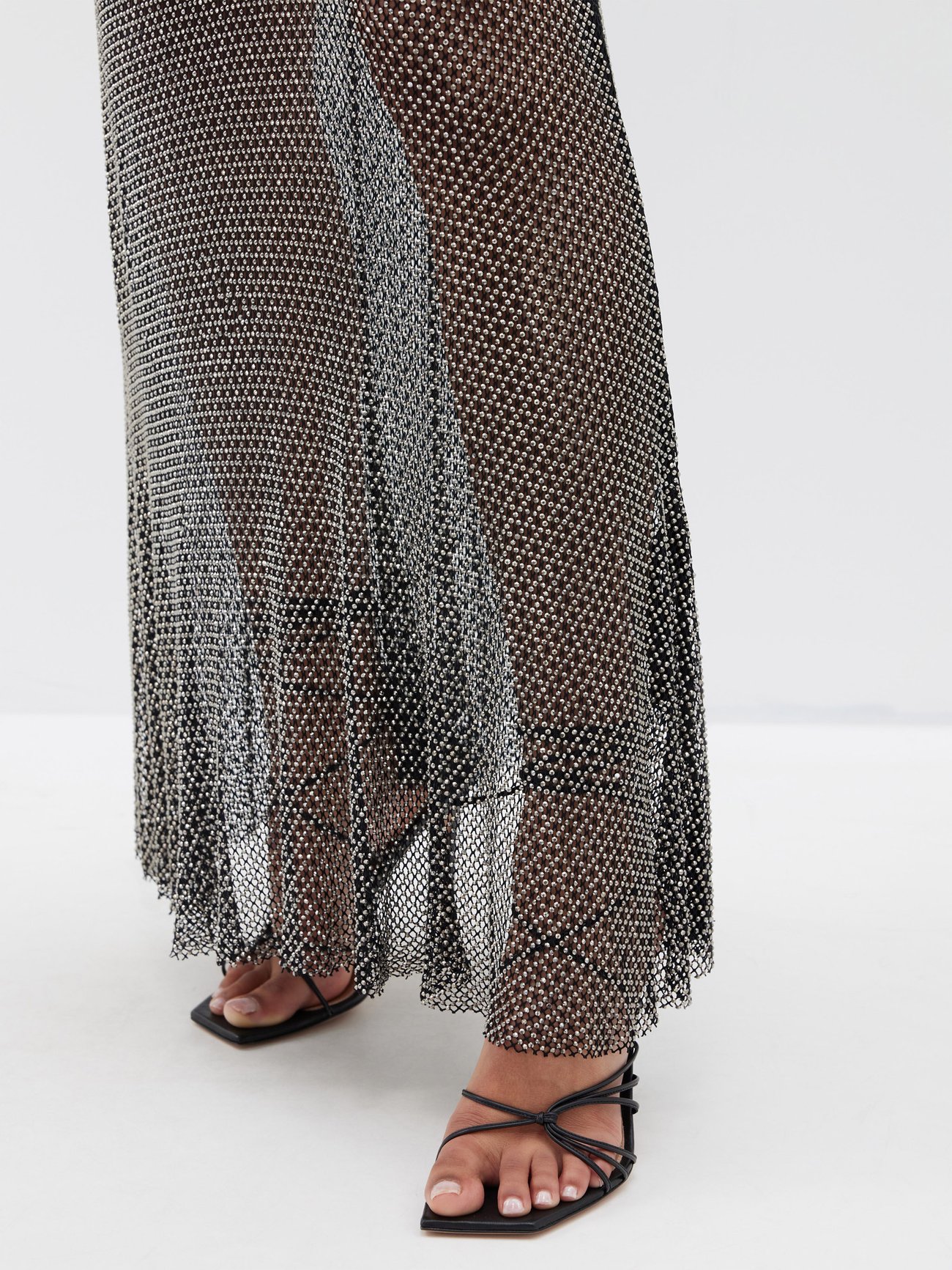 Black Crystal-embellished fishnet and tulle maxi dress, Self-Portrait