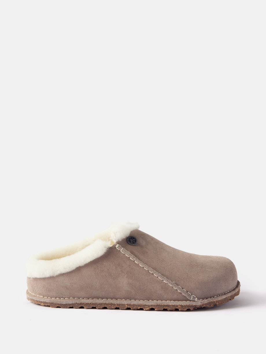 Grey Zermatt shearling-lined suede slippers | Birkenstock | MATCHES UK