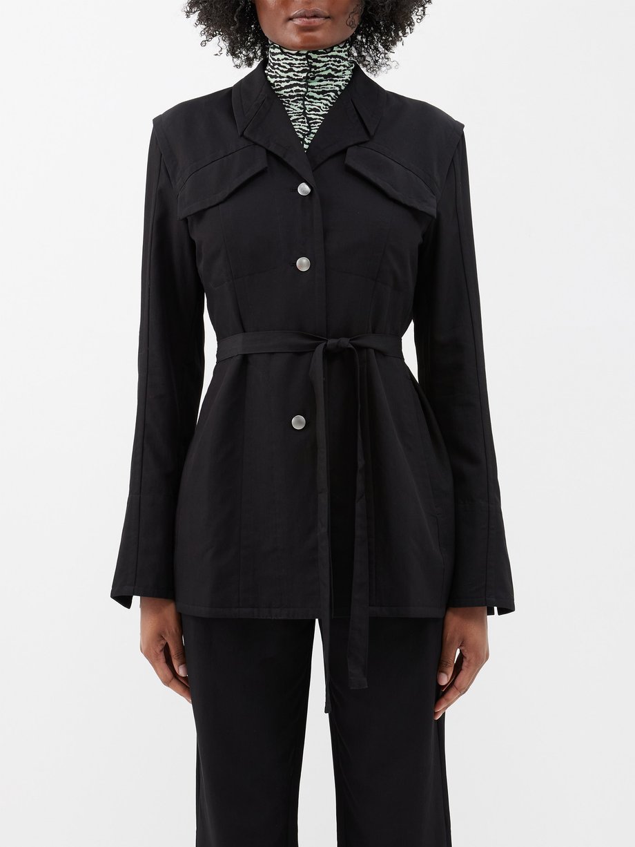 Black Belted twill suit jacket | Proenza Schouler White Label | MATCHES UK