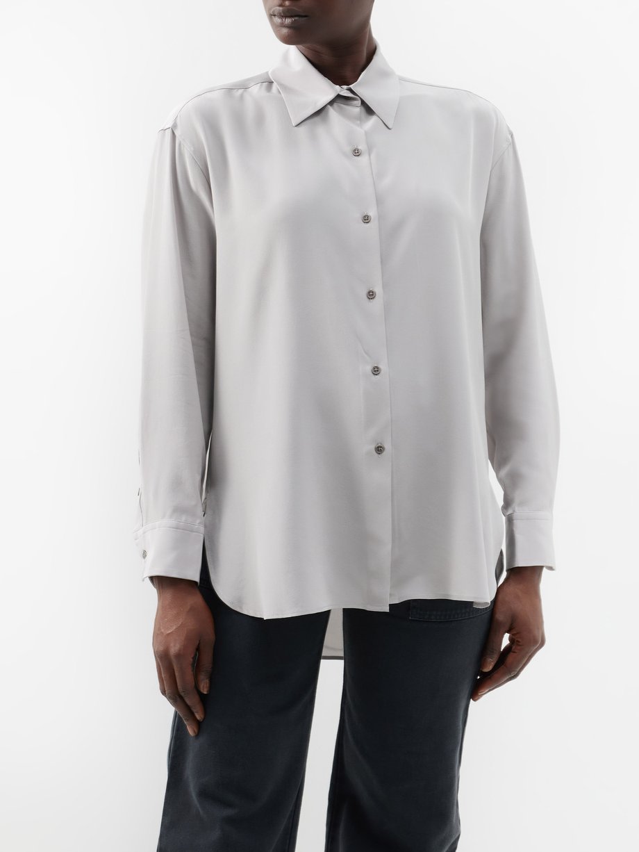 Grey Julien silk crepe de Chine oversized shirt | Nili Lotan | MATCHES US