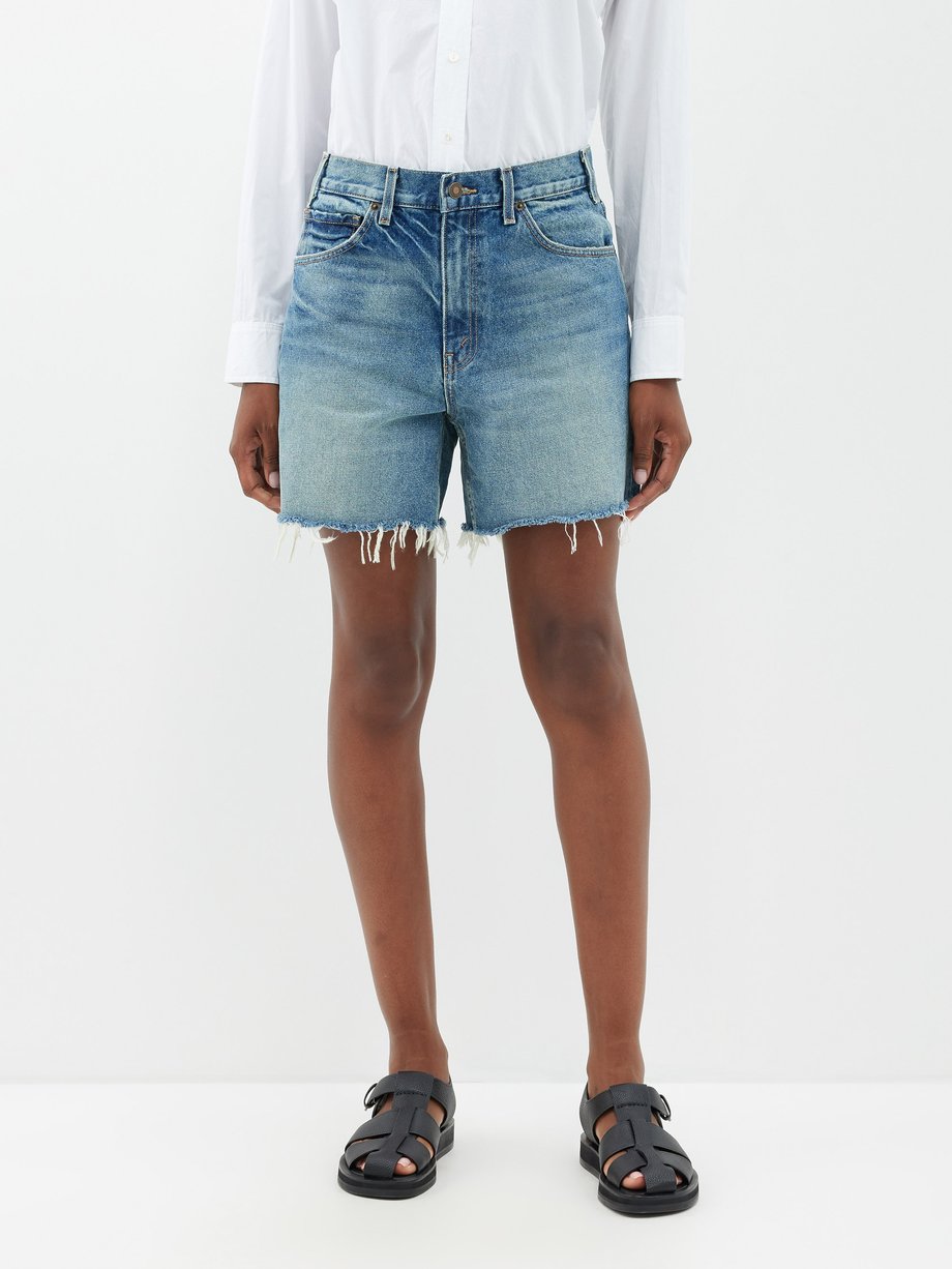 Blue High Waisted Long Denim Shorts | Go Wholesale