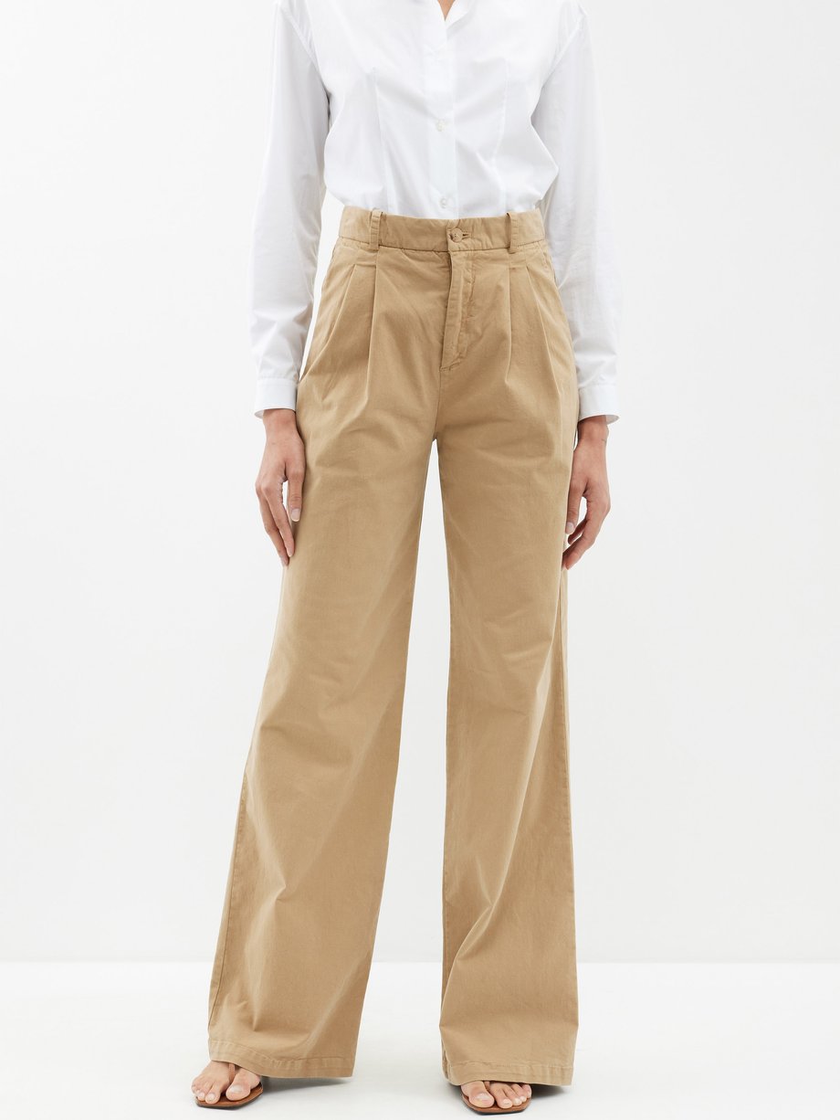 Brown Flavie brushed cotton-blend wide-leg trousers | Nili Lotan ...