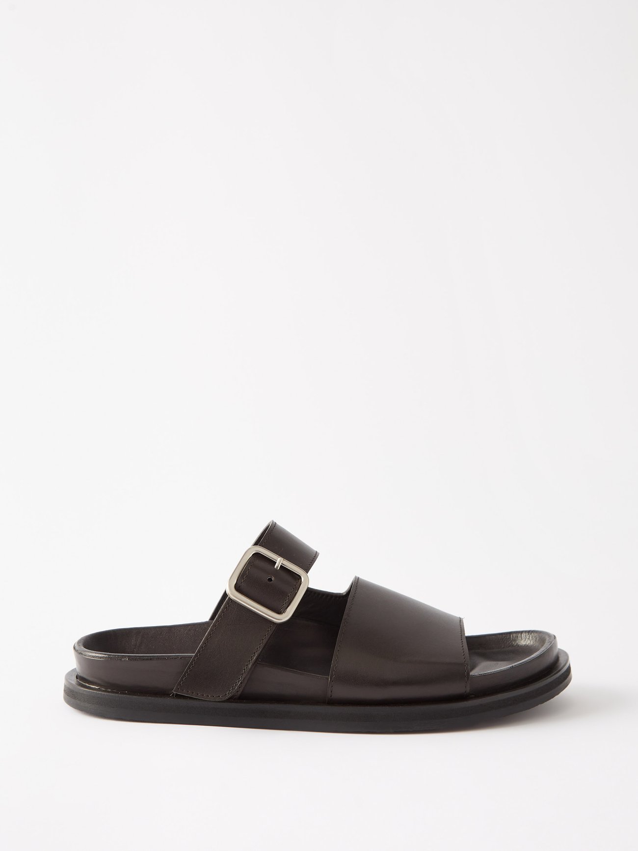 Brown Buckle-strap split leather sandals | Studio Nicholson ...