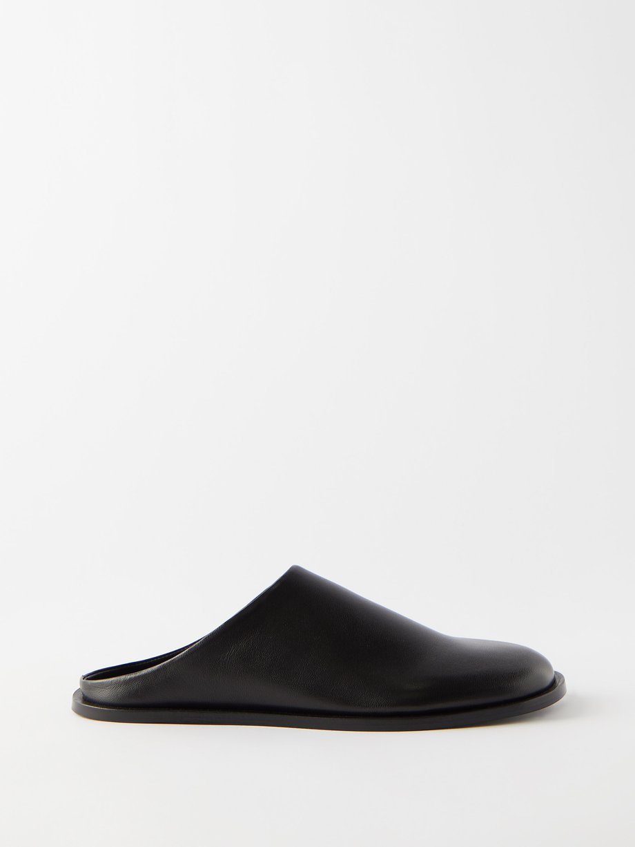 Black Ty backless leather loafer | Studio Nicholson | MATCHES UK