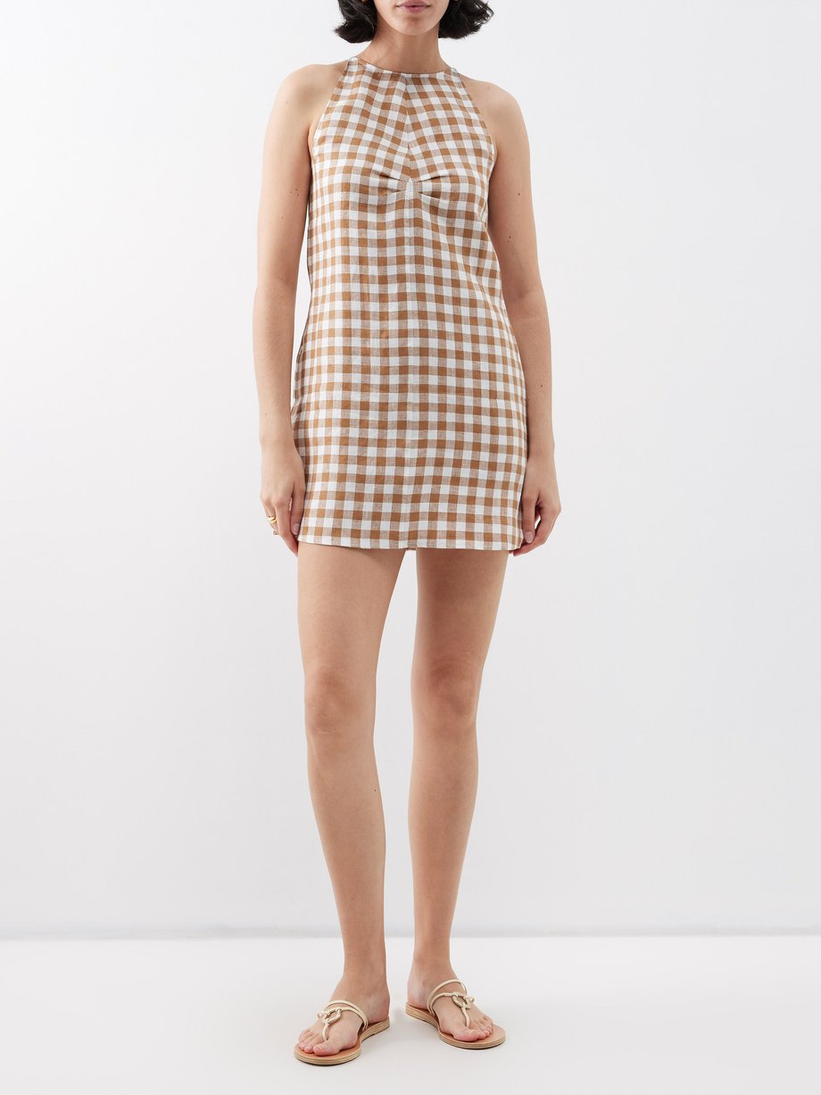 Antigua halterneck check linen mini dress video