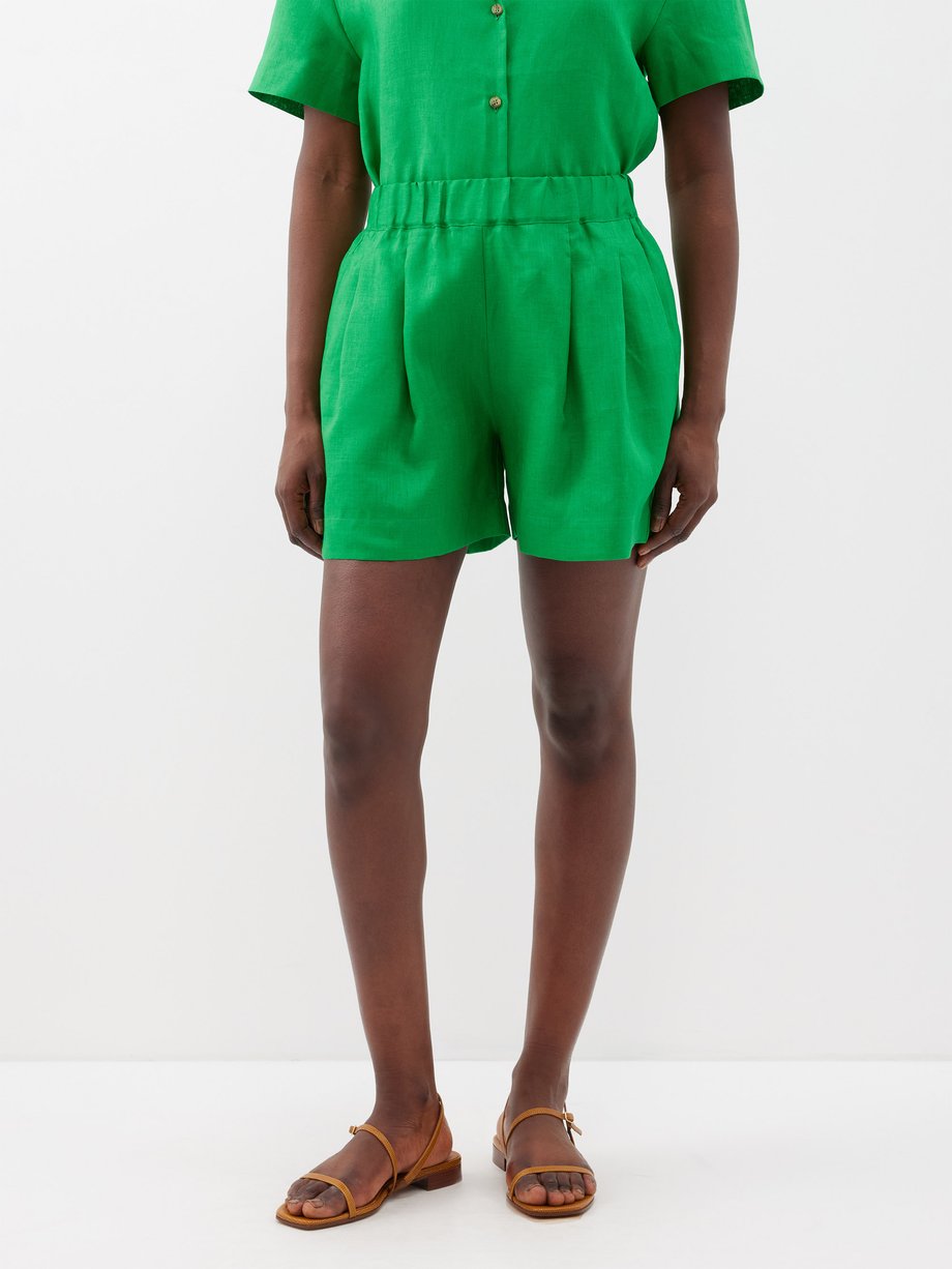 Green Zurich organic-linen shorts, Asceno