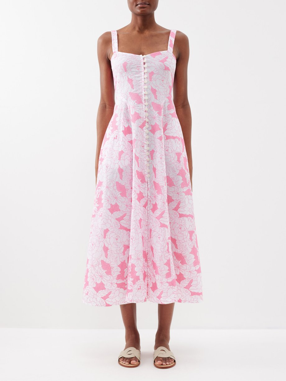 Pink Oonagh embroidered-cotton midi dress | Three Graces London ...