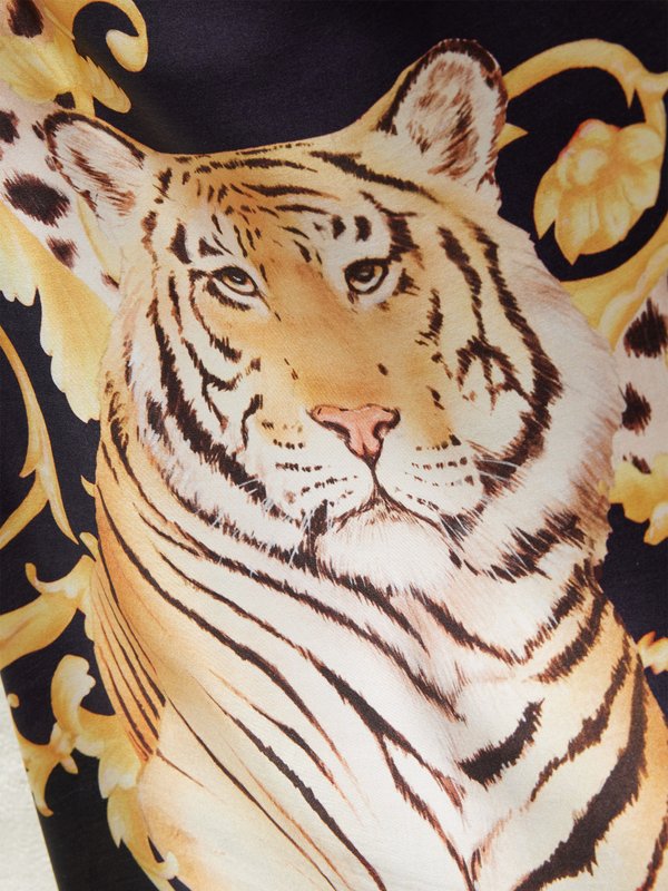 Raey Tiger-print silk scarf halter top