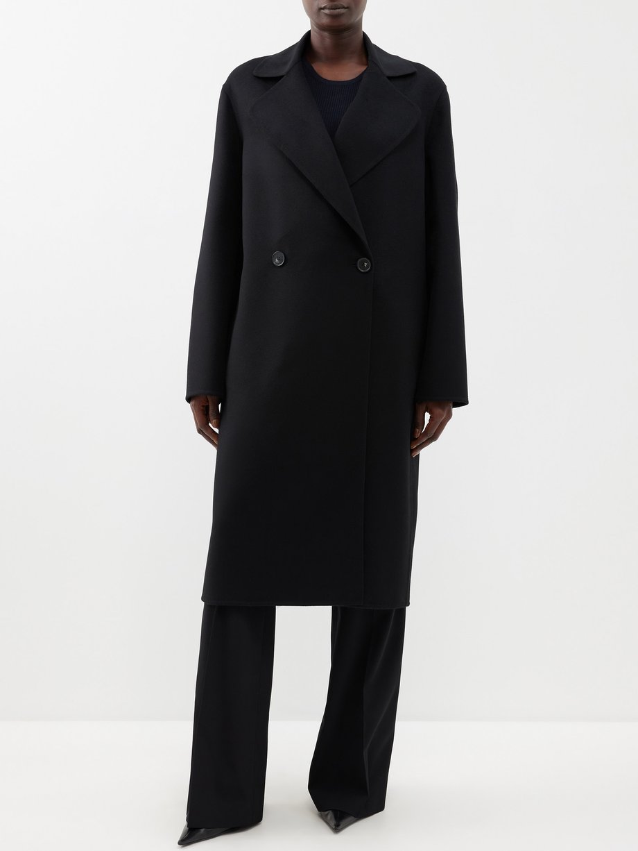 Black Double-breasted wool coat | Stella McCartney | MATCHESFASHION UK