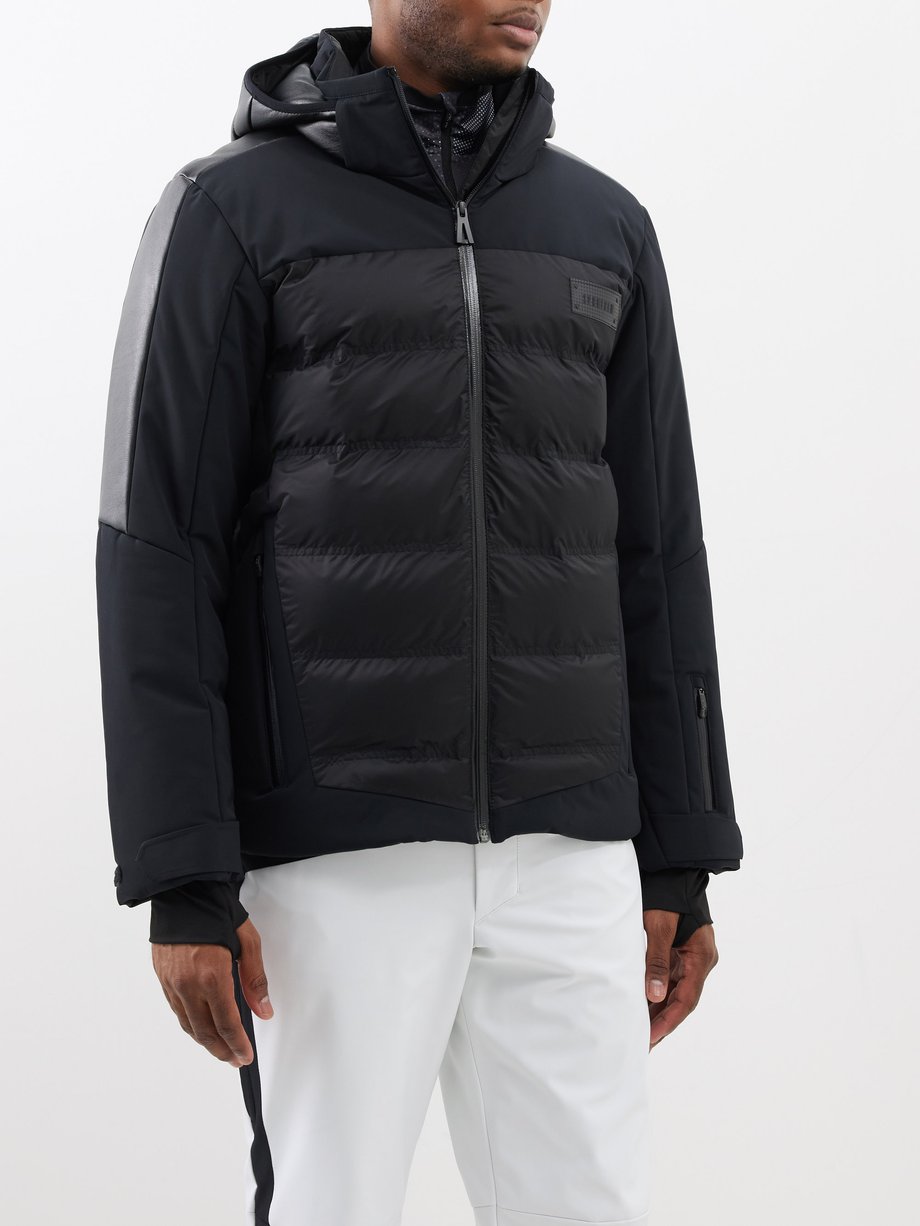 Black Faux-leather trimmed quilted down ski jacket | Sportalm | MATCHES UK