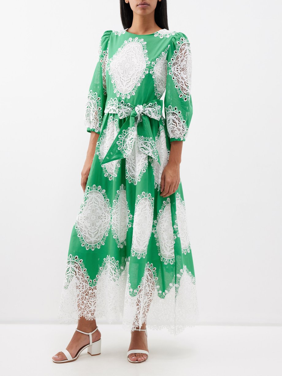 Green Constance broderie anglaise cotton-blend dress | Borgo De Nor ...