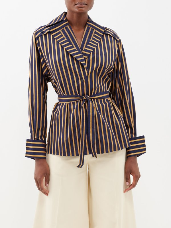 Palmer//harding (palmer//harding) Inhale belted striped organic-cotton shirt