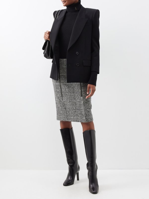 Black Prince of Wales-check wool-blend pencil skirt | Tom Ford | MATCHES UK