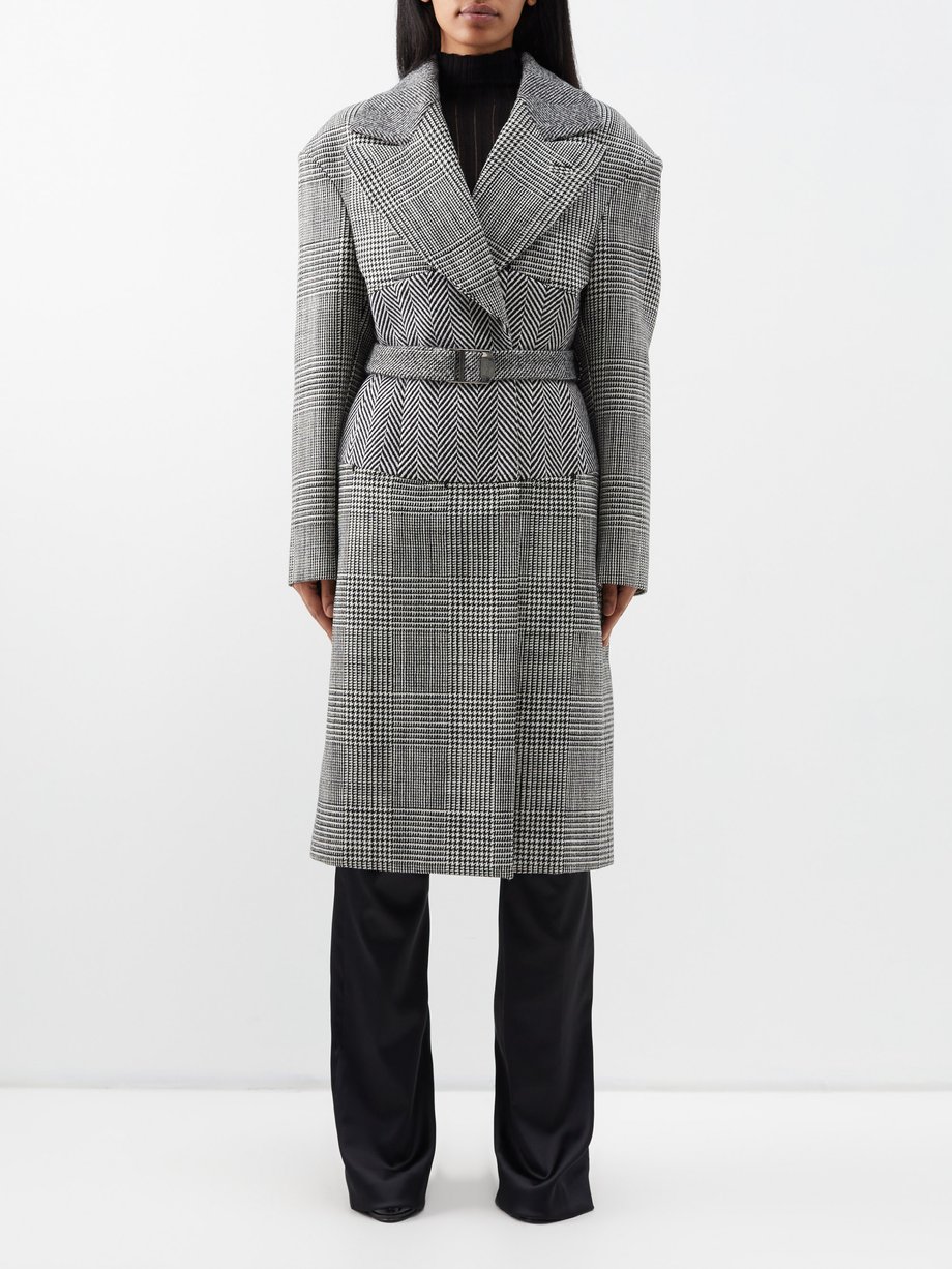 Black Prince of Wales-check patchwork wool coat | Tom Ford ...