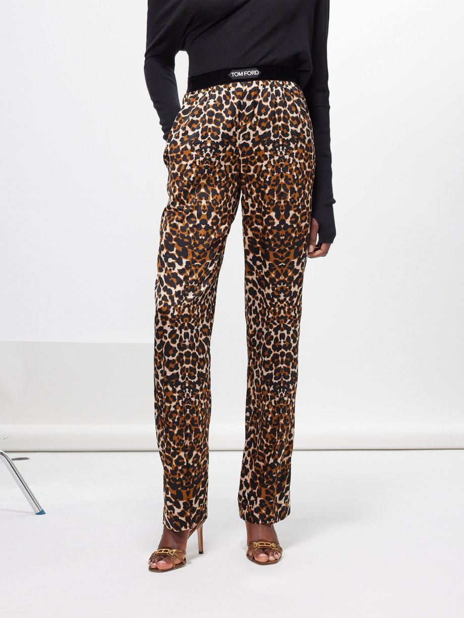 Wide leg trousers with leopard print | Pinkwoman