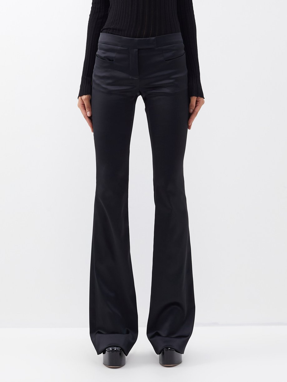 Satin Animal Print Jacquard Flared Trousers | French Connection | M&S