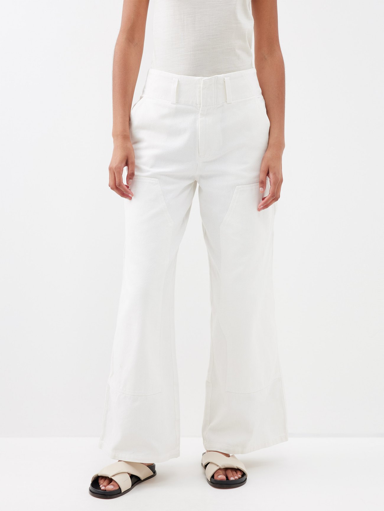 White Jamie cotton-twill wide-leg trousers | Sea | MATCHES UK