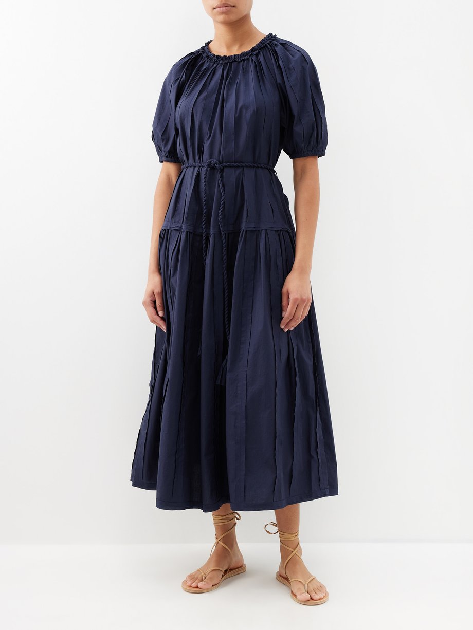 Navy Issa cotton midi dress | Ulla Johnson | MATCHES UK