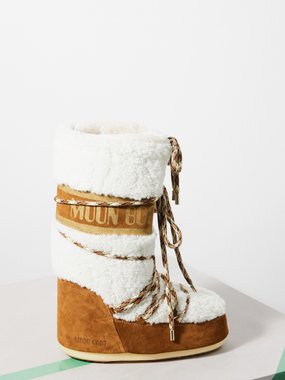 Moon Boot Icon suede and shearling snow boots