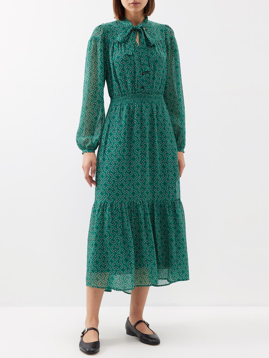 Green Francesca printed georgette midi dress | Cefinn | MATCHES UK
