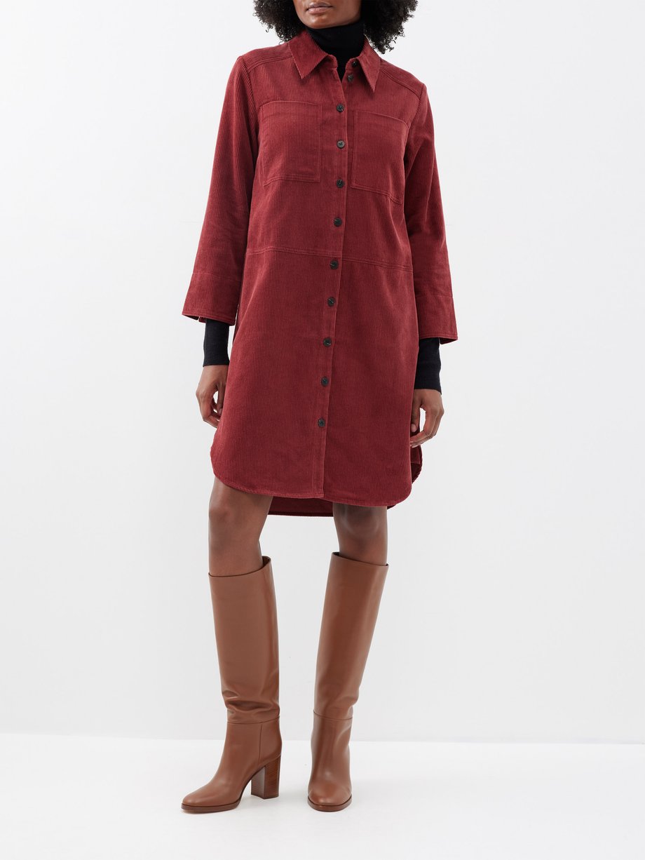 Red Noah cotton-corduroy shirt dress | Cefinn | MATCHESFASHION US