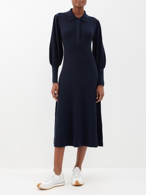 Poplin Collar Sweater Dress: Women's Designer Dresses