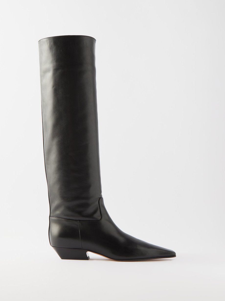 Black Marfa 25 leather knee-high boots | Khaite | MATCHES UK