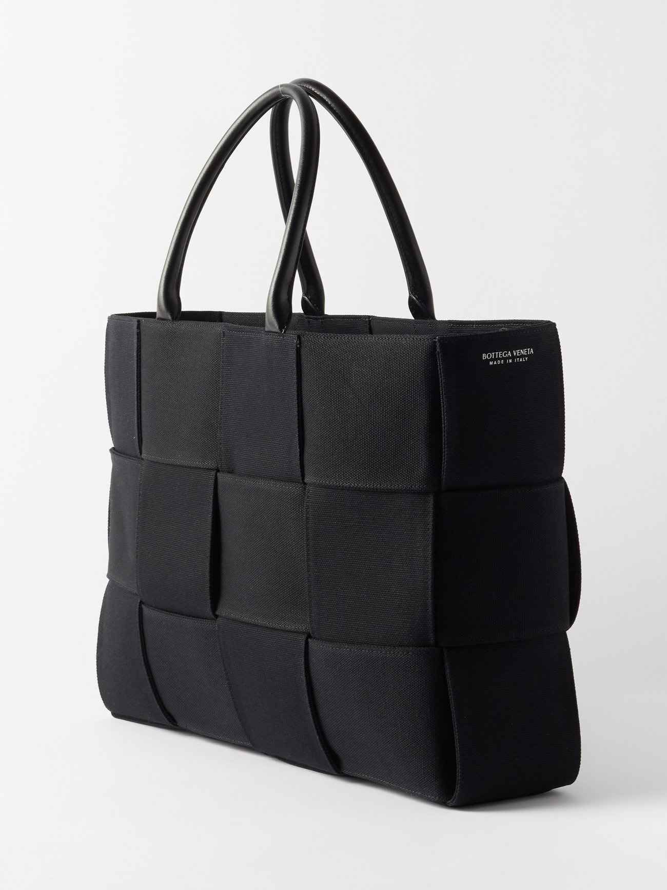 Black Arco large Intrecciato-canvas tote bag, Bottega Veneta