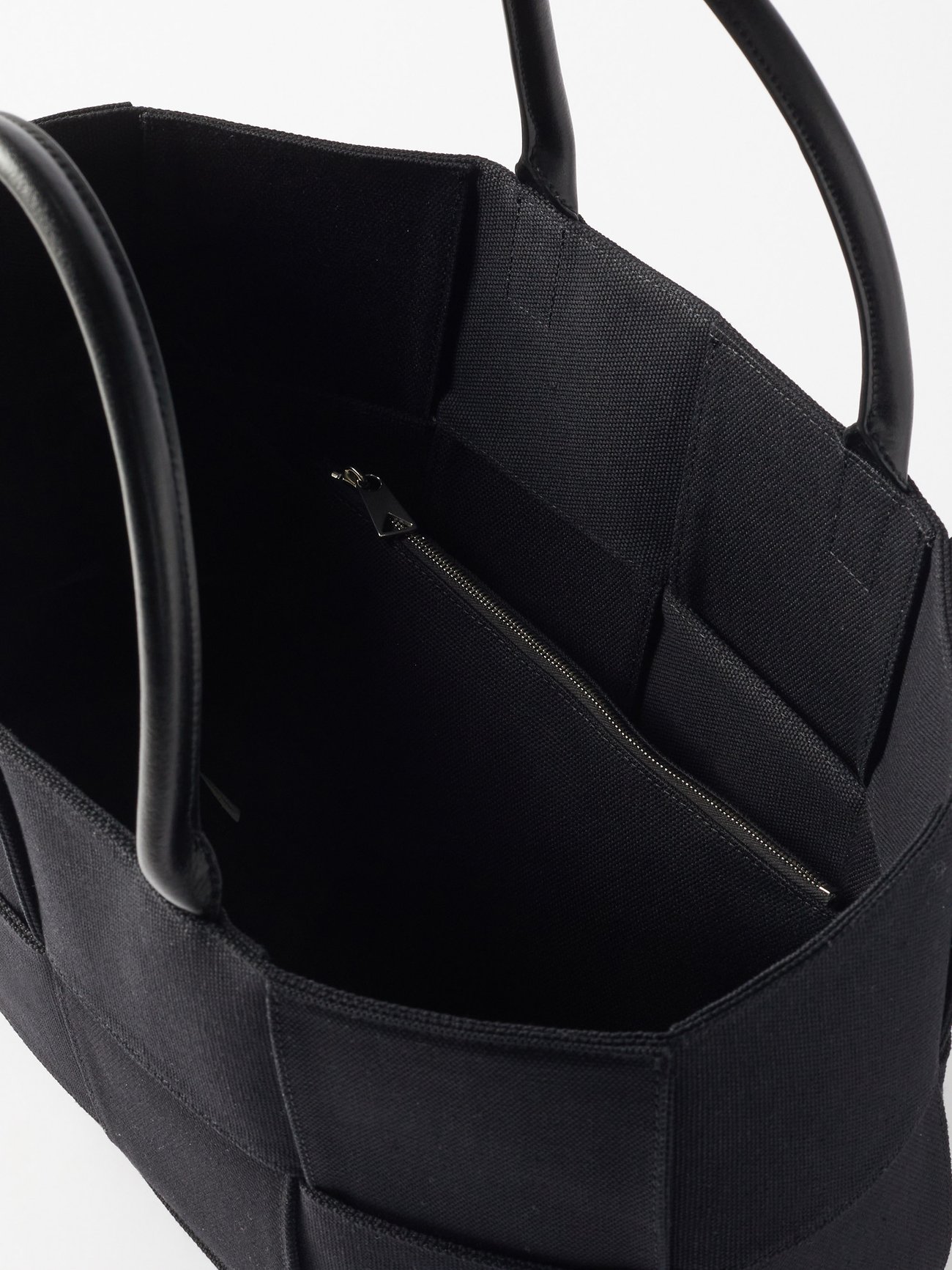 Bottega Veneta Arco Canvas Tote Bag Natural Black