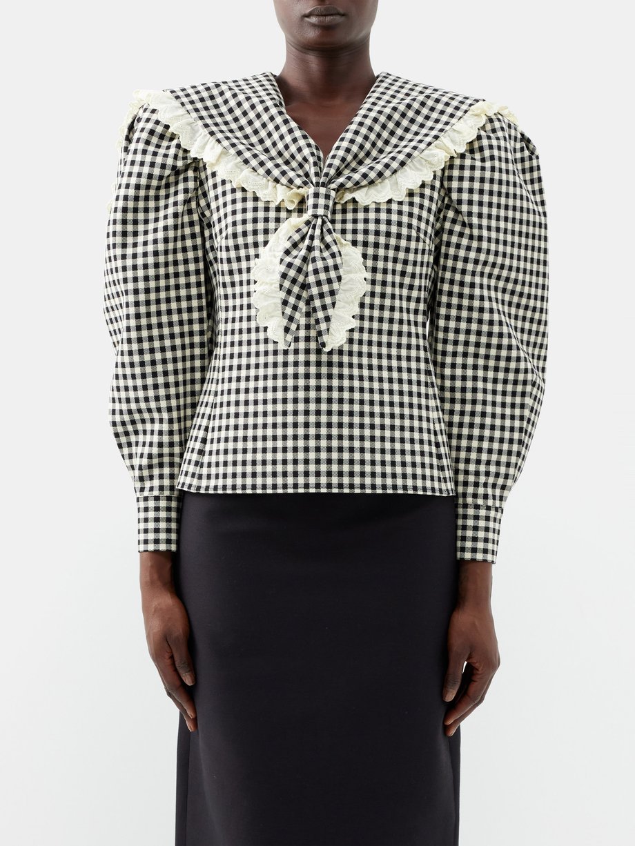 Black Sailor-collar cotton-gingham blouse | SHUSHU/TONG | MATCHESFASHION UK
