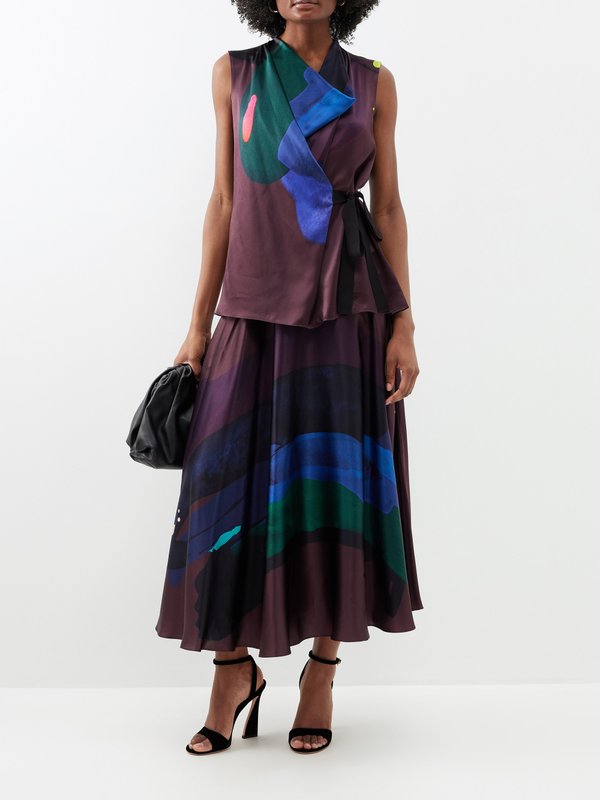 Roksanda Hica abstract-print tie-front silk top