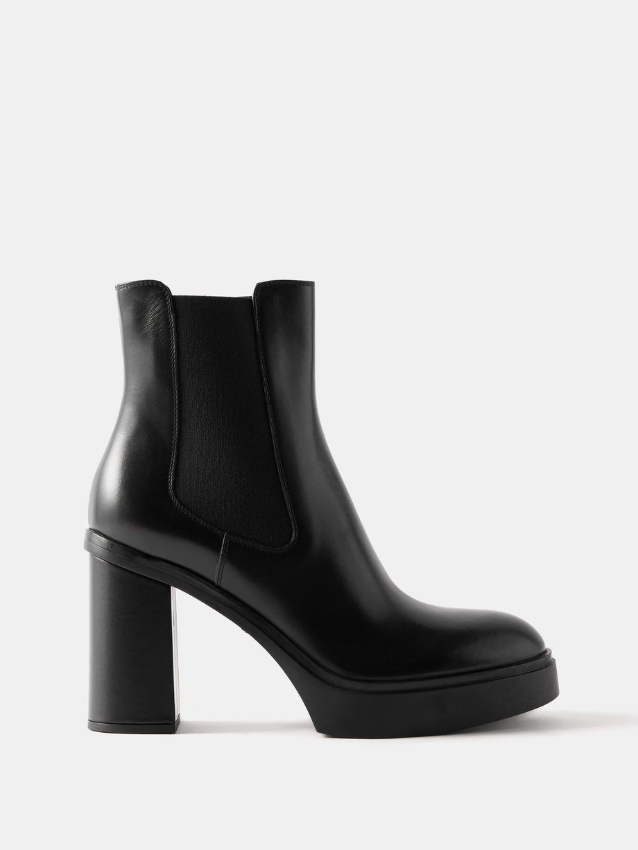 Black Libra 75 leather platform boots | Santoni | MATCHES UK