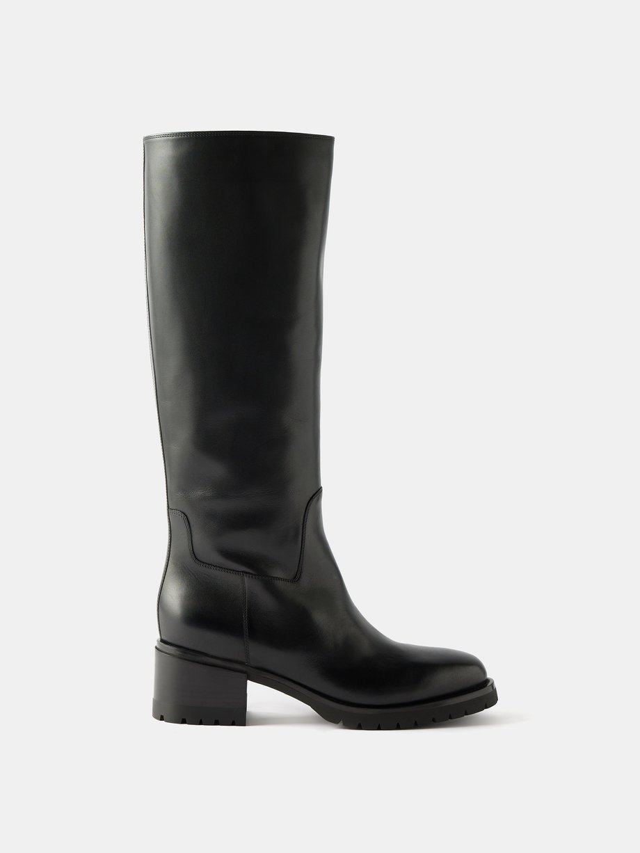 Black Hagar 40 leather knee-high boots | Santoni | MATCHES UK