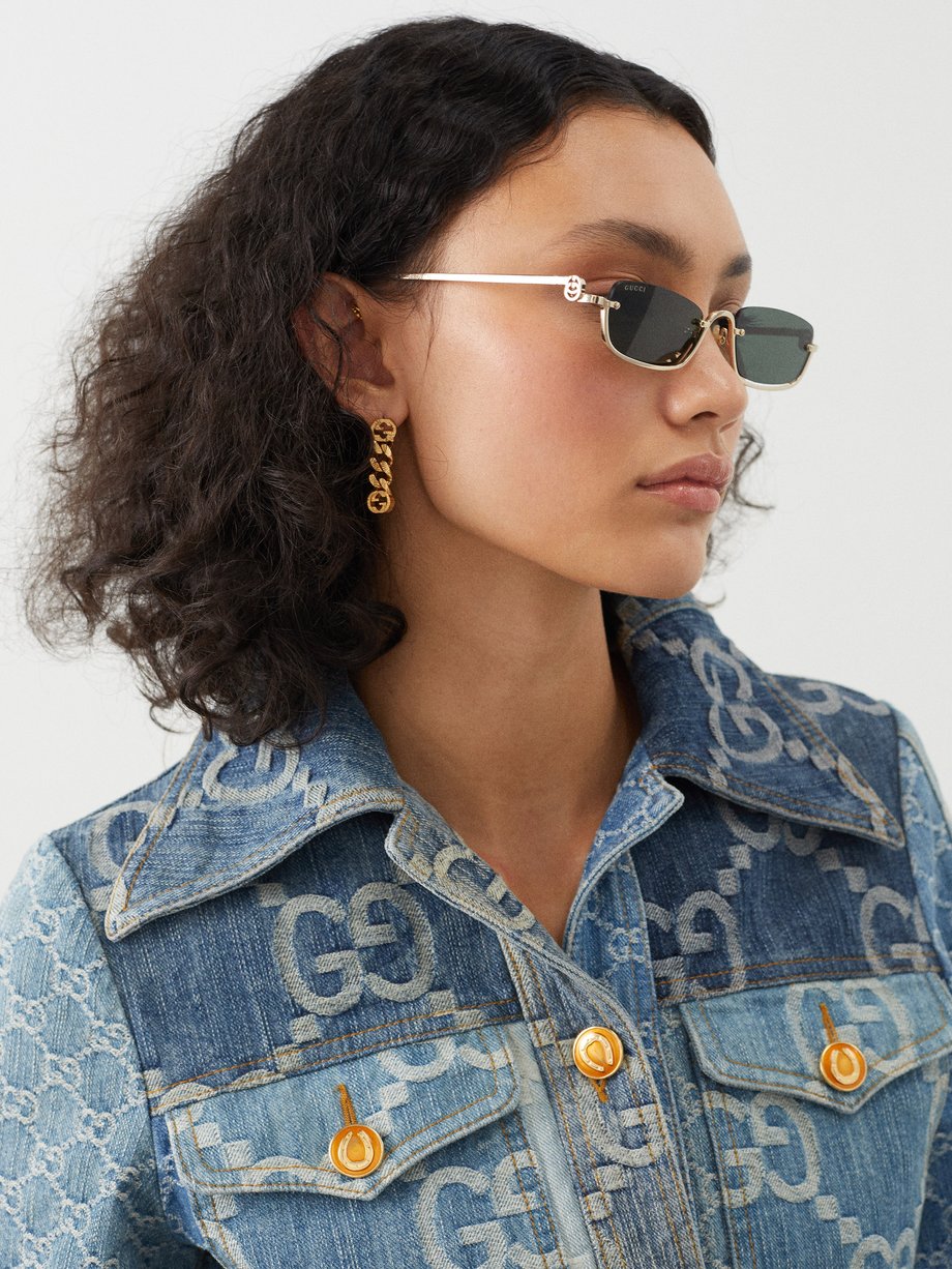 Vintage Rimless Rectangle Sunglasses for Women Tinted Lens Golden Metal Frameless Vintage Square Glasses UV400 Protection,Temu