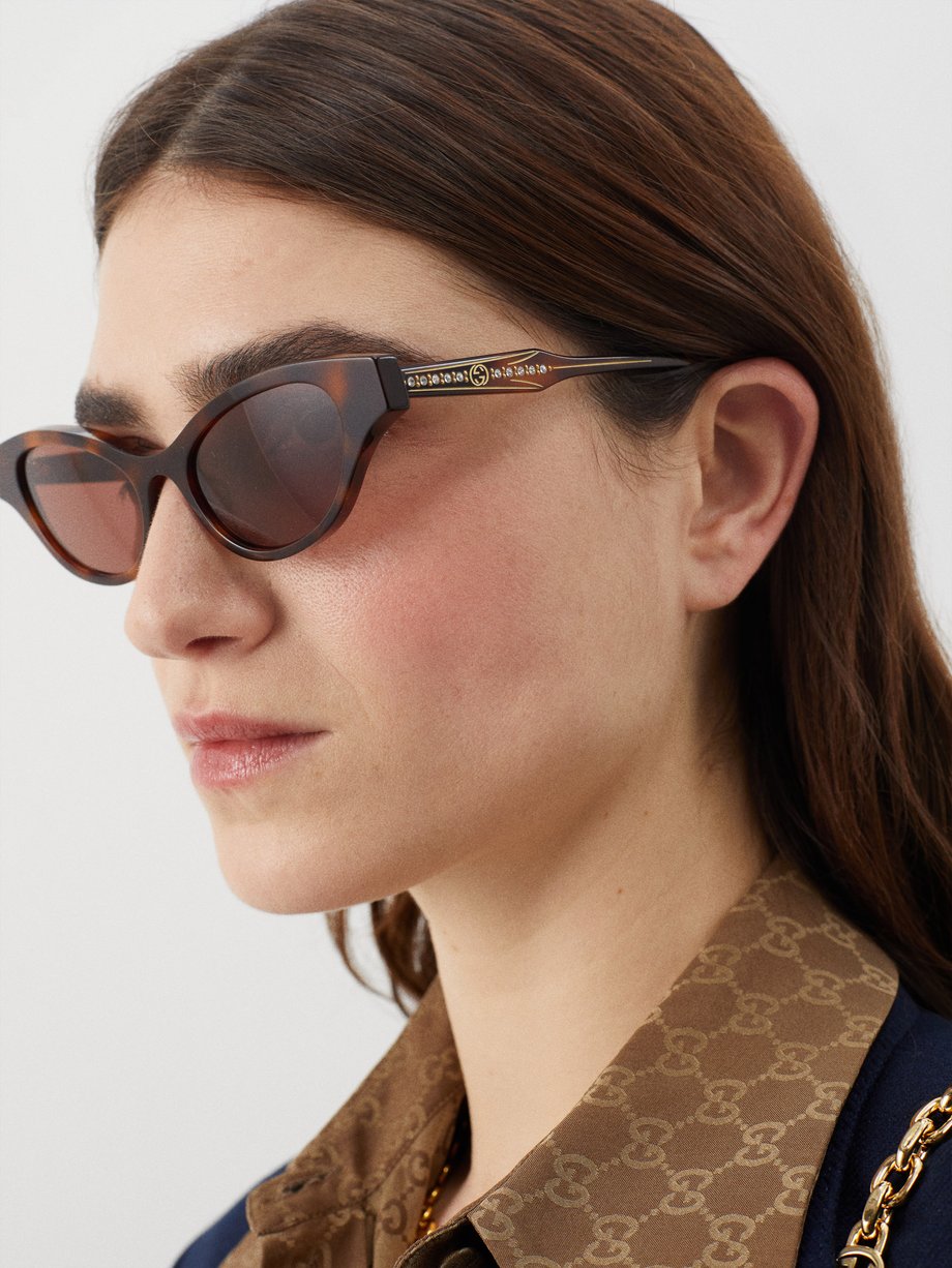 Brown Recycled-acetate cat-eye sunglasses | Gucci | MATCHES UK