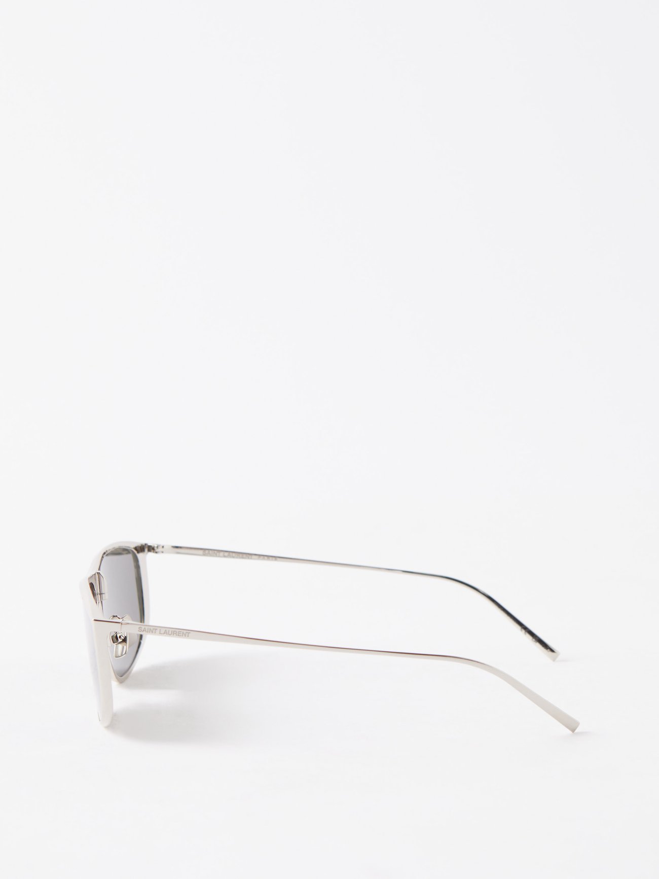 SAINT LAURENT EYEWEAR Leon aviator-style silver-tone sunglasses