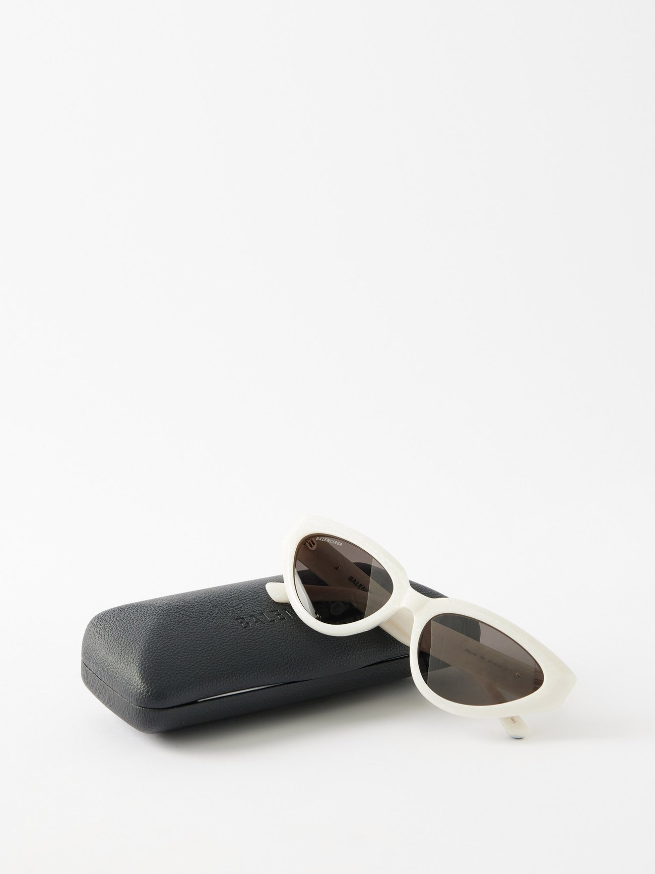 White BB-plaque cat-eye acetate sunglasses, Balenciaga