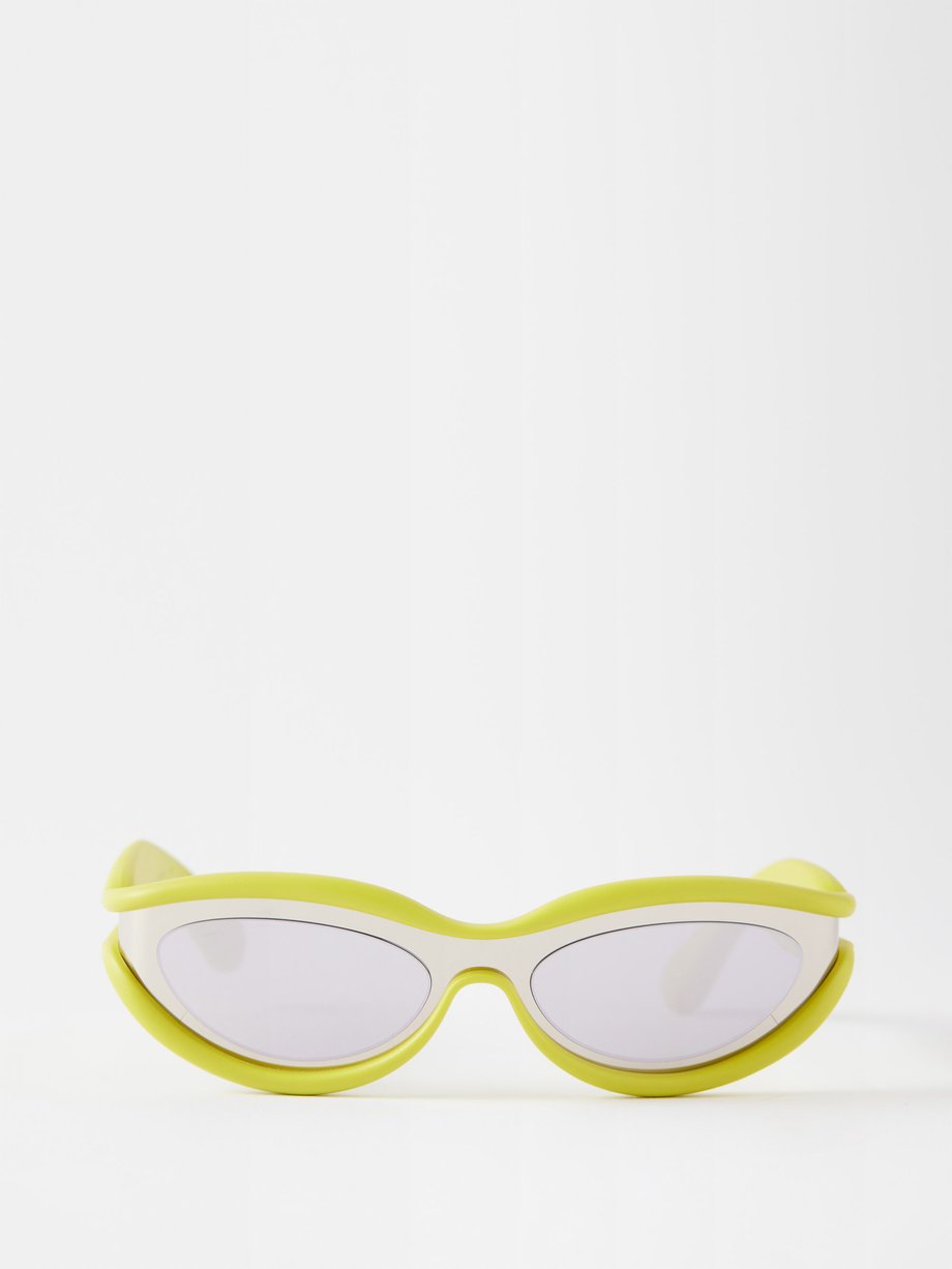 Yellow Unapologetic cat-eye rubber and metal sunglasses | Bottega ...
