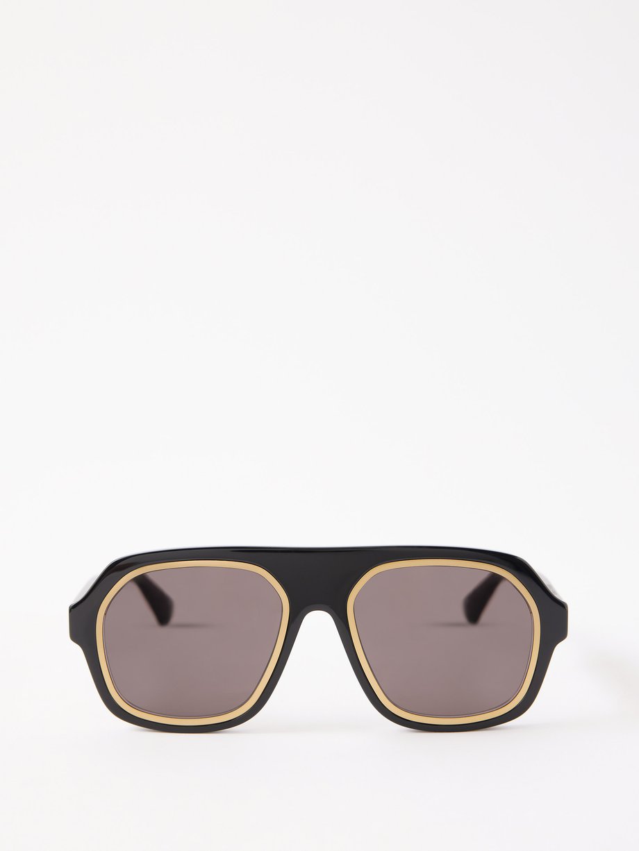 Black Aviator recycled-acetate sunglasses | Bottega Veneta ...