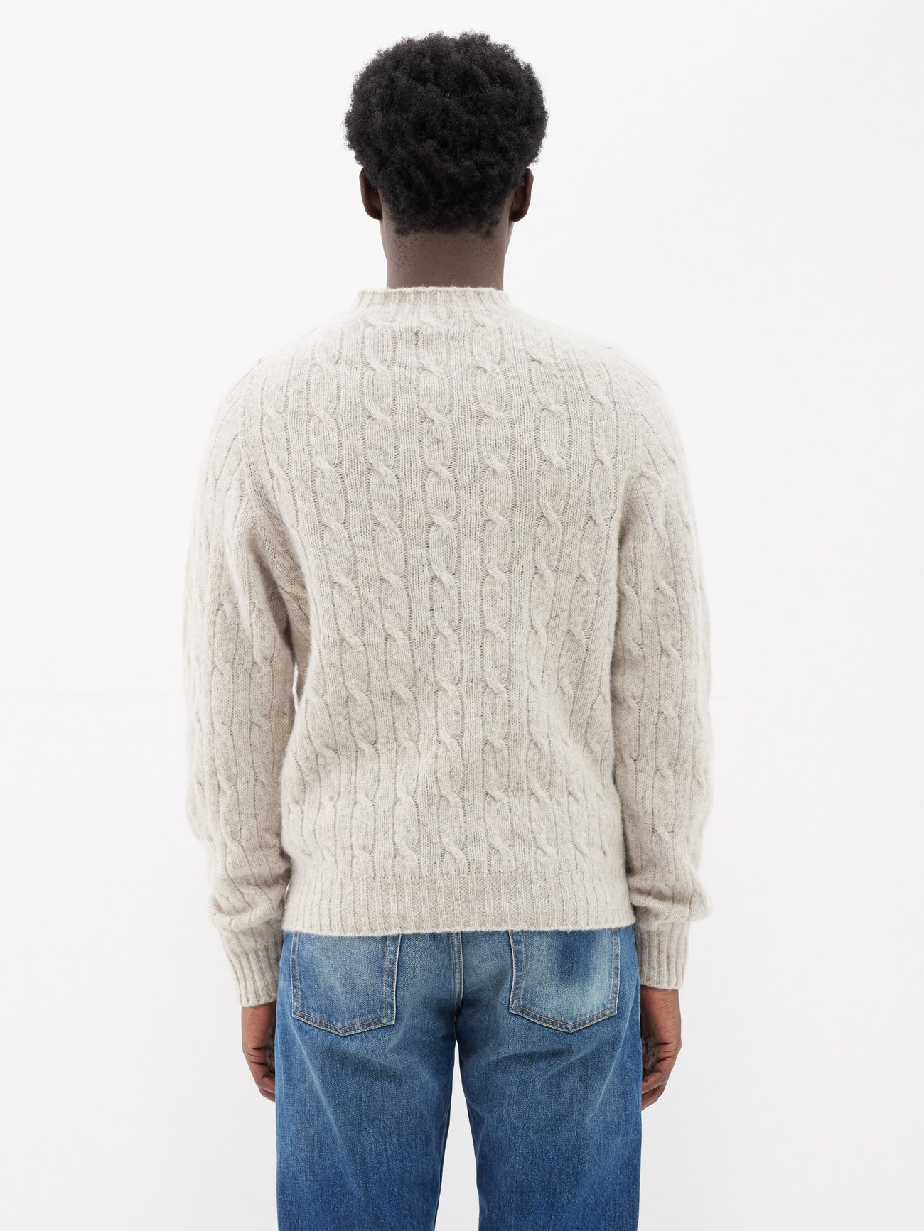 White Cable-knit Shetland-wool sweater | Drake's | MATCHESFASHION US